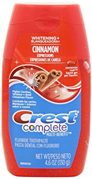 Crest Complete Multi-Benefit Whitening Plus Expressions Cinnamon Rush Liquid Gel Toothpaste 4.6 (Pack of 4)