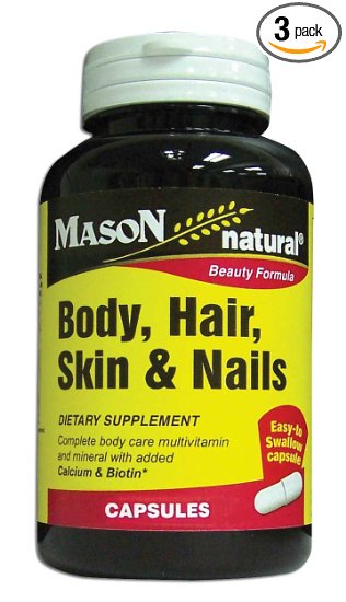 Mason Vitamins Body Hair Skin & Nails Beauty Formula, 60 Capsules (Pack of 3)