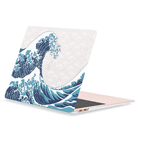 TOP CASE - Graphics Matte Hard Case Compatible New MacBook Air 13 Inch with Retina Display fits Touch ID A1932 (2018 Release) - Japanese Great Wave