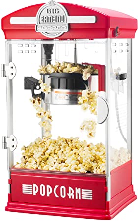 Big Bambino Popcorn Machine - Old Fashioned Popcorn Maker with 4-Ounce Kettle, Measuring Cups, Scoop and Serving Cups by Great Northern Popcorn (Red)