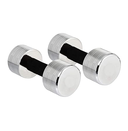 Kore Set of 2 Chrome Coated Alloy Steel Fixed Dumbbell (3 KG X 2) with Soft Padded Cushion Handles, Pair of 2 Heavy Dumbbells