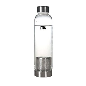 MIU COLOR Borosilicate Glass Water Bottle with Tea Strainer and Nylon Sleeve,550ml