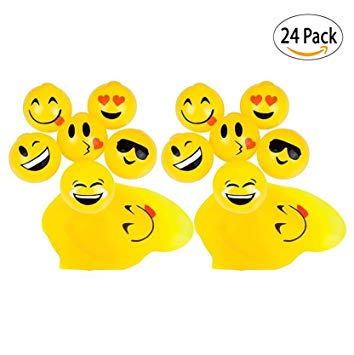 2.5" Sticky Splat Emoticon Emoji Ball 2 Dozen 24 Pcs Xmas Stocking Stuffers By B.N.D