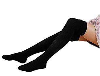 Women Soft Elegant Cotton Knitted Over Knee High Long Stocking Leg Warmers Crochet Boot Socks Leggings