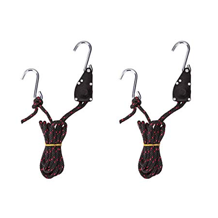 AA Products Ratchet Kayak and Canoe Bow and Stern Tie Down Straps Adjustable Rope Hanger (1/4" x 10', 2pcs,300LBS/Pair)