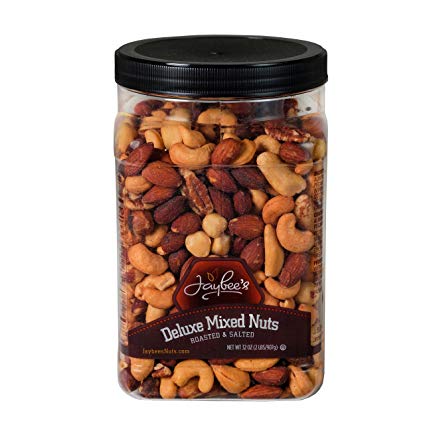 Jaybees Roasted Salted Deluxe Mixed Nuts (32Oz) Great for Holiday Gift Giving or as Everyday Snack Featuring Cashews Almonds Brazil Nuts Pecans and Filberts