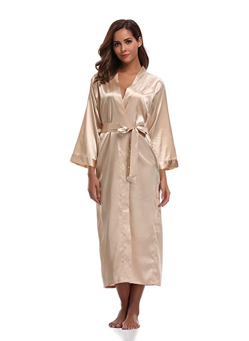Sunnyhu Women's Pure Color Kimono Robe, Long
