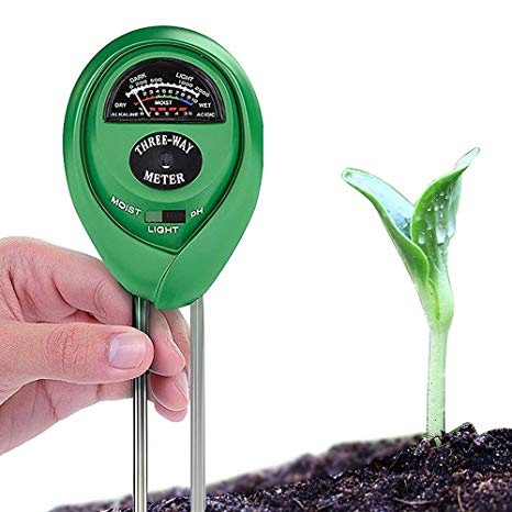 Soil pH Meter 3-in-1 Soil Moisture Light pH Tester Gardening Tool Kits for Plant Care, Great for Garden, Lawn, Farm, Indoor & Outdoor Use (Green) (Round 2 Pack)