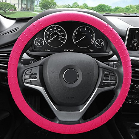 FH GROUP FH3002 Silicone w. Nibs & Pattern (Massaging grip) Steering Wheel Cover, Magenta Color -Fit Most Car, Truck, Suv, or Van