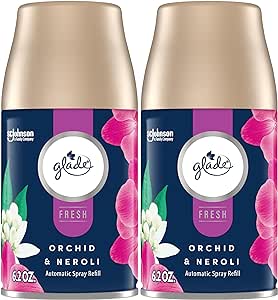 Glade Automatic Spray Refill, Air Freshener for Home and Bathroom, Orchid & Neroli, Fresh Collection, 6.2 Oz, 2 Count