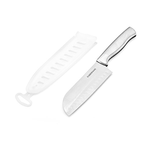 Farberware Stainless Steel Santoku Knife with Clear Sheath, 5-Inch