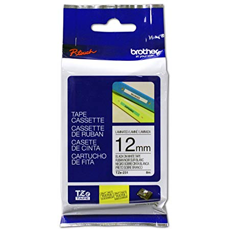 Brother TZE231 Genuine P-Touch Tape (12mm Black on White)