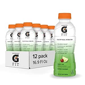 Gatorade Fit Cherry Lime Electrolyte Beverage, 16.9 Fl Oz Bottles, 12 Pack