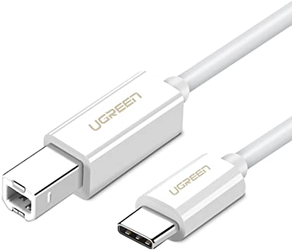 UGREEN USB C Druckerkabel USB C Stecker auf B Stecker Kabel Scannerkabel Drucker Kabel unterstützt für Neue MacBook, MacBook Pro 2016, Acer Switch 3, Dell XPS 13, Nokia N1 Tablet usw.(1m, Weiß)