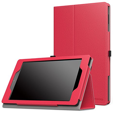 MoKo Case for Fire HD 8 2016 Tablet - Slim Folding Stand Cover with Auto Wake / Sleep for Amazon Fire HD 8 (Previous 6th Generation - 2016 Release ONLY), RED