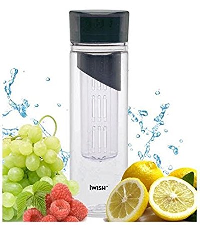 Fruit Infusion Water Bottle 23 oz - TRITAN, spill-proof, BPA and toxin-free, scratch-resistant. PLUS RECIPE eBOOK-great color choice, by iWISH