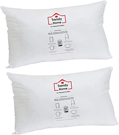 Trendy Home 12x18 Premium Hypoallergenic Stuffer Home Office Decorative Throw Pillow Insert, Standard/White 12x18(2pack)