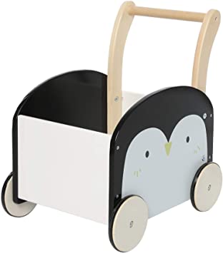 labebe Wooden Push Learning Walker for Toddler Boys/Girls 1 Year Old Up, 2-in-1 Baby Stroller Walker Toy with Wheels, Child Pushing Walker Toy Cute Penguin(L 15.4 X W 12 X H 17.3 INCH)