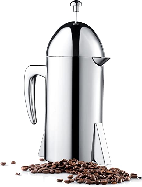 Francois et Mimi Custom-Style Double Wall French Coffee Press, 34-Ounce, Stainless Steel (Modern)