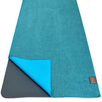 Dusky Leaf Zeroslip Hot Yoga Towel - Blue