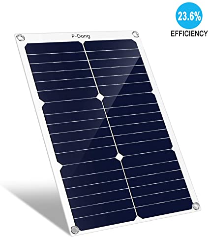 N / A Himino 20W 12V/5V Waterproof Solar Panel Battery Charger with USB Output Ports, Portable Solar Charger for Car, RV, Boat, Cell Phone & More