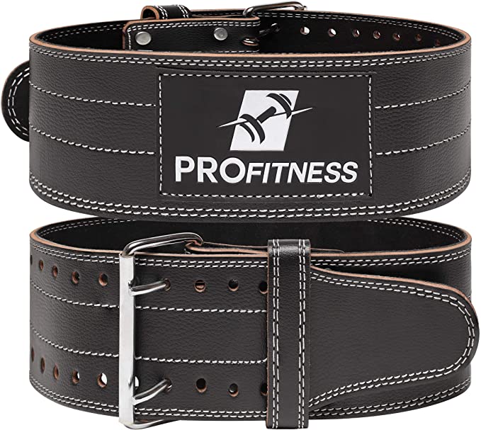 ProFitness Genuine Leather Workout Belt (4 Inches Wide) - Proper Weight Lifting Form - Lower Back Support for Squats, Deadlifts, Cross Training