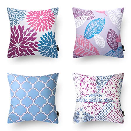 Phantoscope Set of 4 New Living Blue and Purple Throw Pillow Case Cushion Cover 18" x 18" 45cm x 45cm