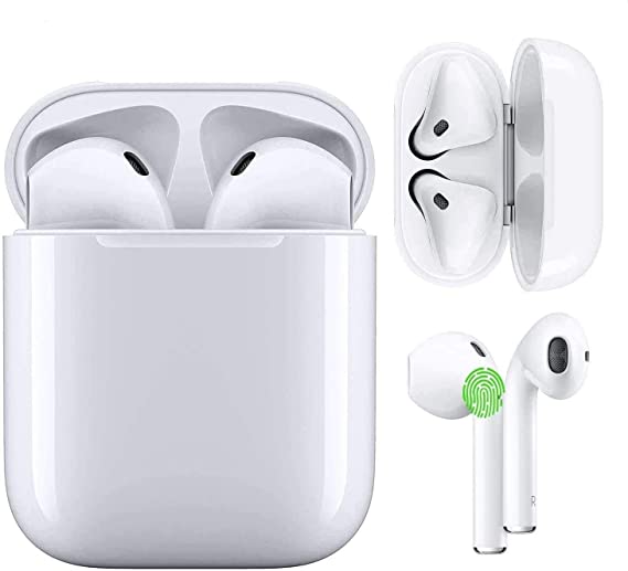 Wireless Earbuds Bluetooth 5.0 Headsets with【24Hrs Charging Case】 IPX5 Waterproof, 3D Stereo Headphones in-Ear Ear Buds Built-in Mic for iPhone/Samsung/Android/Airpods (White-1)