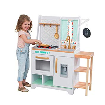 KidKraft Kensington Market Wooden Kids Kitchen Playset with Lights, Sounds & Kitchen Toys for Boys & Girls (Toddlers Ages 3 )