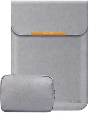 TOWOOZ Laptop Sleeve Case Compatible with 2016-2020 MacBook Air/MacBook Pro 13-13.3 inch/iPad Pro 12.9 / Dell XPS 13/ Surface Pro X, with Small Bag, Faux Suede Leather (13-13.3inch, Dark Gray)