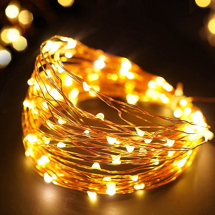 BRIGHT ZEAL 10M (33' FT) Long Warm White LED String Lights (Copper Wire, AC ADAPTER Included, 6hr Timer) - LED Xmas Lights Christmas Decorations- Plug In LED Light Wedding Decorations LED Fairy Lights