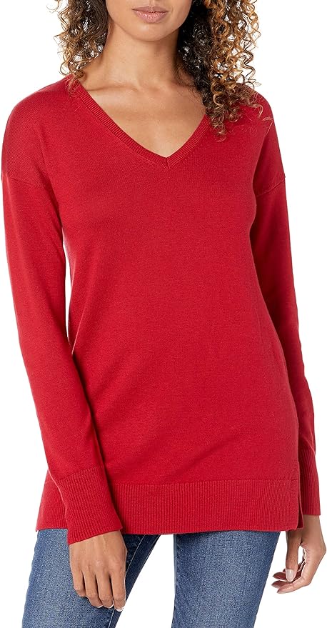 Amazon Essentials Womens Lightweight V-Neck Tunic Sweater