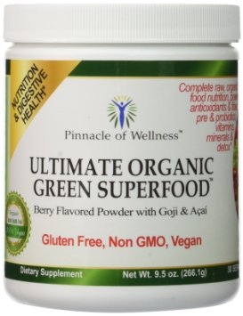Pinnacle of Wellness Ultimate Organic Green Superfood Powder - Berry Flavor - 30 Servings 95oz 2661g