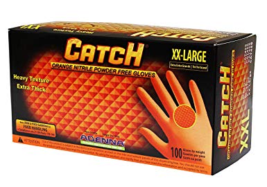 Adenna Catch 8 mil Nitrile Powder Free Gloves (Orange, XX-Large) Box of 100