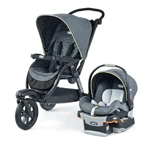 Activ3 Jogging Stroller Travel System, includes KeyFit 30 Infant Car Seat with Base, Lightweight Aluminum Frame, Stroller and Car Seat Combo, Baby Travel Gear | Solar/Grey