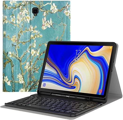 MoKo Keyboard Case for Samsung Galaxy Tab S4 10.5, Detachable Wireless Bluetooth Keyboard Cover with S Pen Holder for Galaxy Tab S4 10.5 Inch (SM-T830/SM-T835) 2018 Release Tablet - Almond Blossom