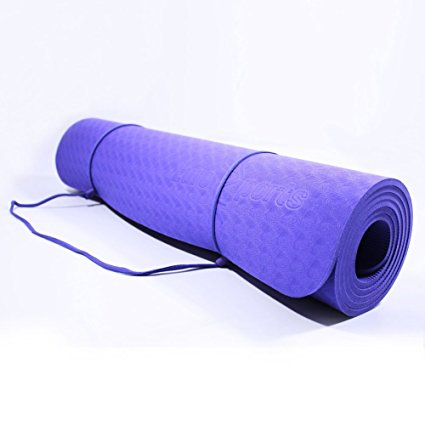 EuroSports 72-Inch Extra Long 1/4-Inch Thick High Density Exercise Yoga Mats, Non Toxic No Smell Material with Carrying Strap for Home & Outdoor Fitness