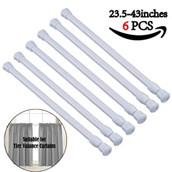 AIZESI Tension Rods,23.5 to 43inch Spring Curtain Rods Window Rods for Kitchen Window Bathroom (60-110CM 6Pcs)