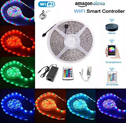 Wifi Smart LED Strip Works with Amazon Alexa, Google Home,10M/33FT Wireless Smart Phone Controlled Led Strip Full Kit