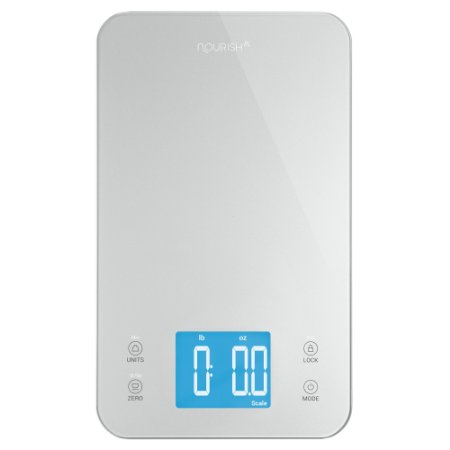 Greater Goods Nourish Digital Kitchen Scale Timer Ultra Slim Design and Easy To Clean Surface Silver