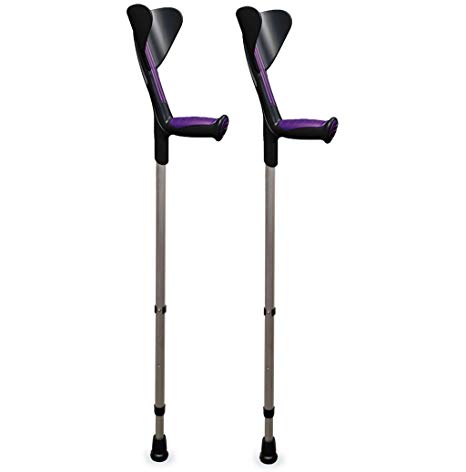 ORTONYX Forearm Crutches 1 Pair - Ergonomic Handle with Comfy Grip - High Density Sturdy Aluminum - 308lb Max