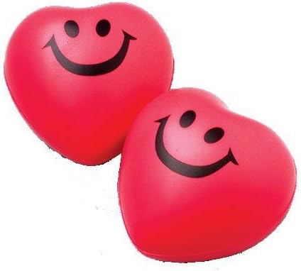 U.S. Toy Red Heart Smile Face Foam Relax Balls (1 Dozen)