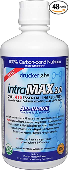 DRUCKER LABS - IntraMAX 2.0 - Organic Liquid Trace Minerals, Multivitamin and Multi-Nutritional Dietary Supplement (32 Ounces / 946 Milliliters, Peach Mango Flavor)