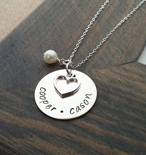 Hand Stamped Jewelry // Personalized Necklace // Necklace with Kids Names // Sterling Silver Disc Necklace