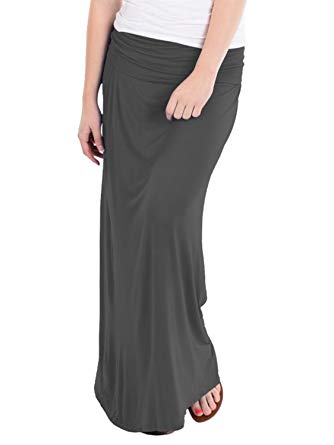 HyBrid & Company Women Versatile Fold Over Waist Maxi Skirt/Convertible Dress