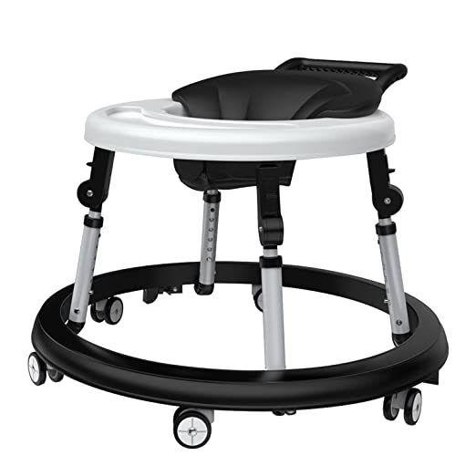 Baby Walker for Boys Girls, Foldable Baby Walker with Wheels, Adjustable Height Activity Mute Anti-Rollover Infant Walker for Toddler 6-18 Months