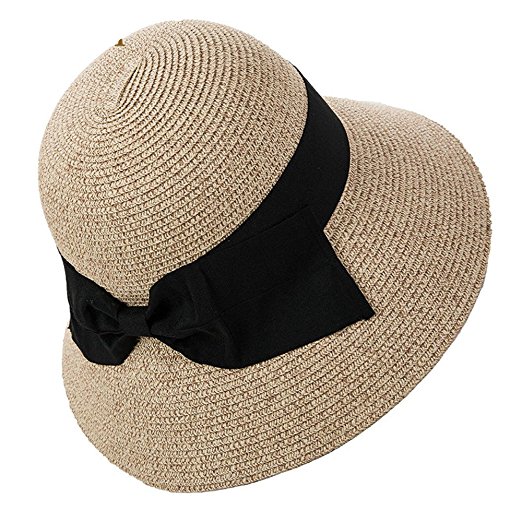 Siggi Womens Floppy Summer Sun Beach Straw Hats Accessories Wide Brim Foldable