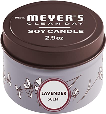 Mrs. Meyer’s Clean Day Scented Soy Tin Candle with Essential Oils, Lavender Scented, 2.9 oz