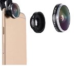 i-KawachiTM Universal 2 in 1 Camera Lens Kit Clip-On 235 Degree Supre Fisheye  19X Macro Lens for iPhone 6s6s Plus iPhone 66 PlusiPhone 5 5S 4 4S Samsung HTC Android