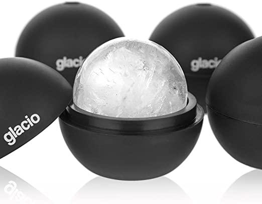 glacio Large Silicone Ice Sphere Mould - Round Ice Cube Mould - Makes 2.5 Inch Ice Balls - 4 Pack